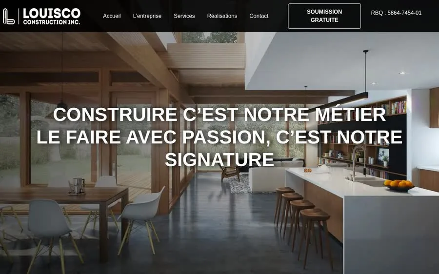 Réalisation web : Louisco Construction Projet web Louisco Construction - LaFirme Agence Web